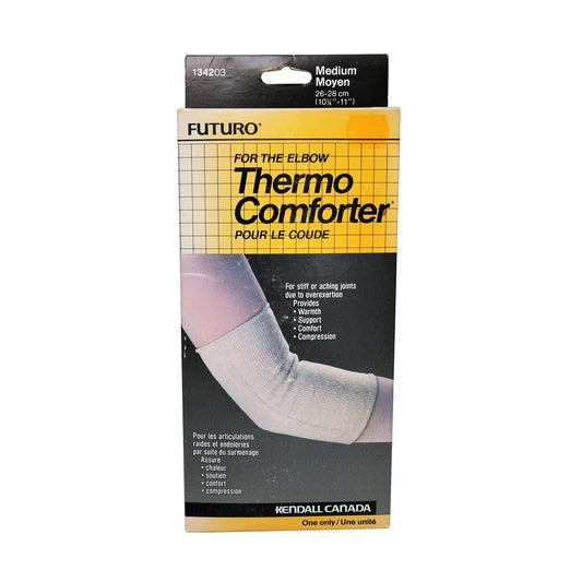 Product label for Futuro Thermo Comforter For the Elbow (medium)