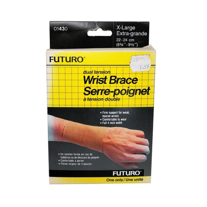 Product label for Futuro Wrist Brace (x-large)