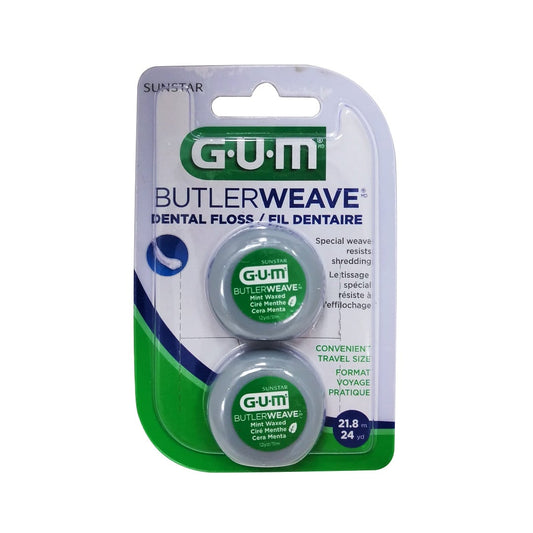 Product label for GUM Butlerweave Dental Floss
