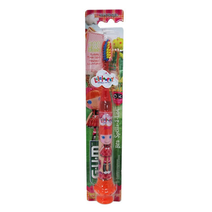 Product label for GUM Lalaloopsy Cartoon Theme Toothbrush Soft Bristles
