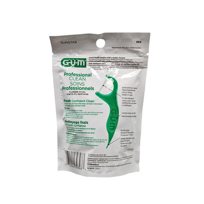 Product details for GUM Professional Clean Flosser Picks Mint Flavoured (40 count)