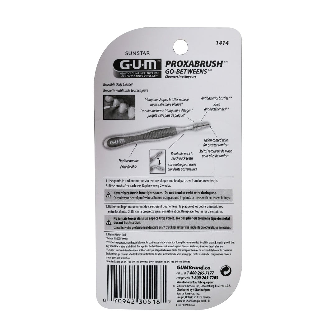Description and uses for GUM Proxabrush Go Between Cleaners (Tight) (8 count)