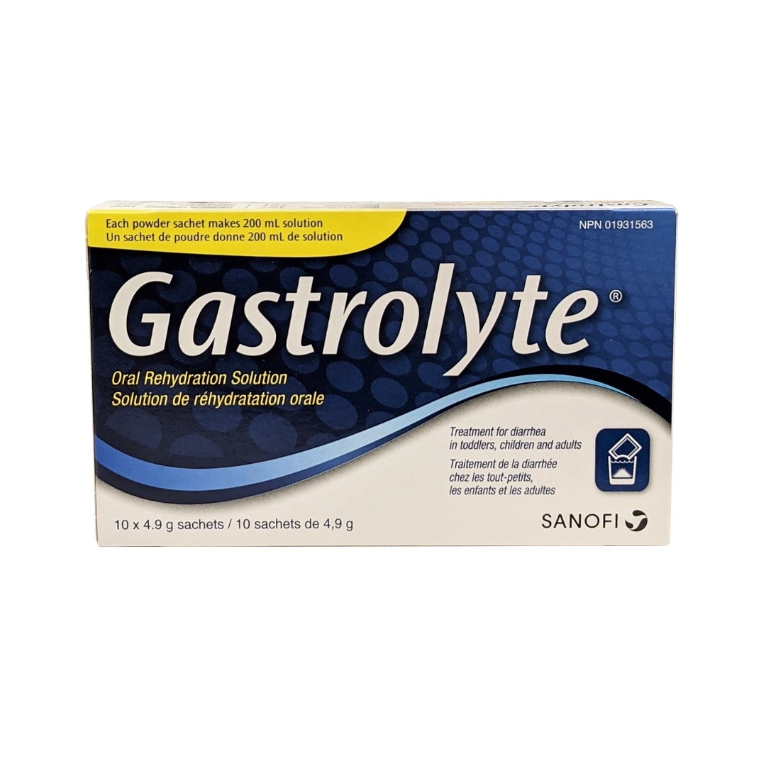 Product label for Gastrolyte Oral Rehydration Salts Regular Flavour (10 x 4.9g) Horizontal