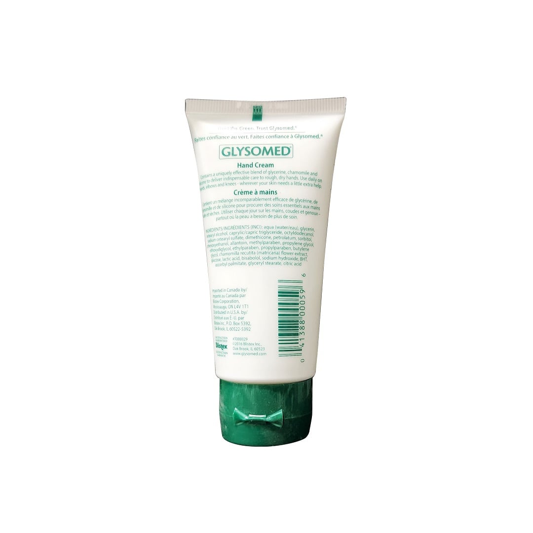 Description and ingredients for Glysomed Fragrance Free Hand Cream (50 mL)