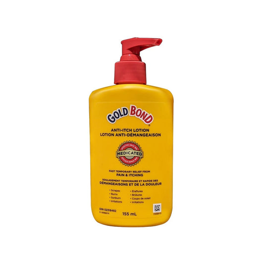 Product label for Gold Bond Anti-Itch Lotion (155 mL)