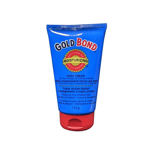 Product label for Gold Bond Moisturizing Foot Cream (113 grams)