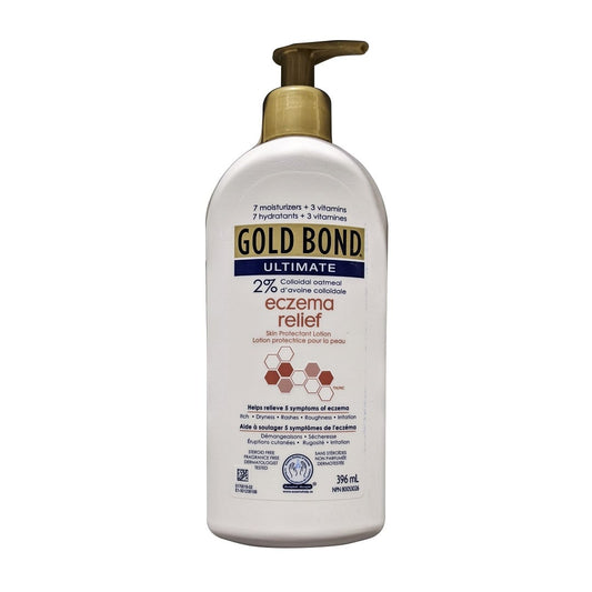 Product label for Gold Bond Ultimate 2% Colloidal Oatmeal Eczema Relief (396 mL)