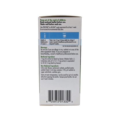 Description, dose, warnings, and ingredients for Helixia Prospan Cough Syrup (100 mL) in English