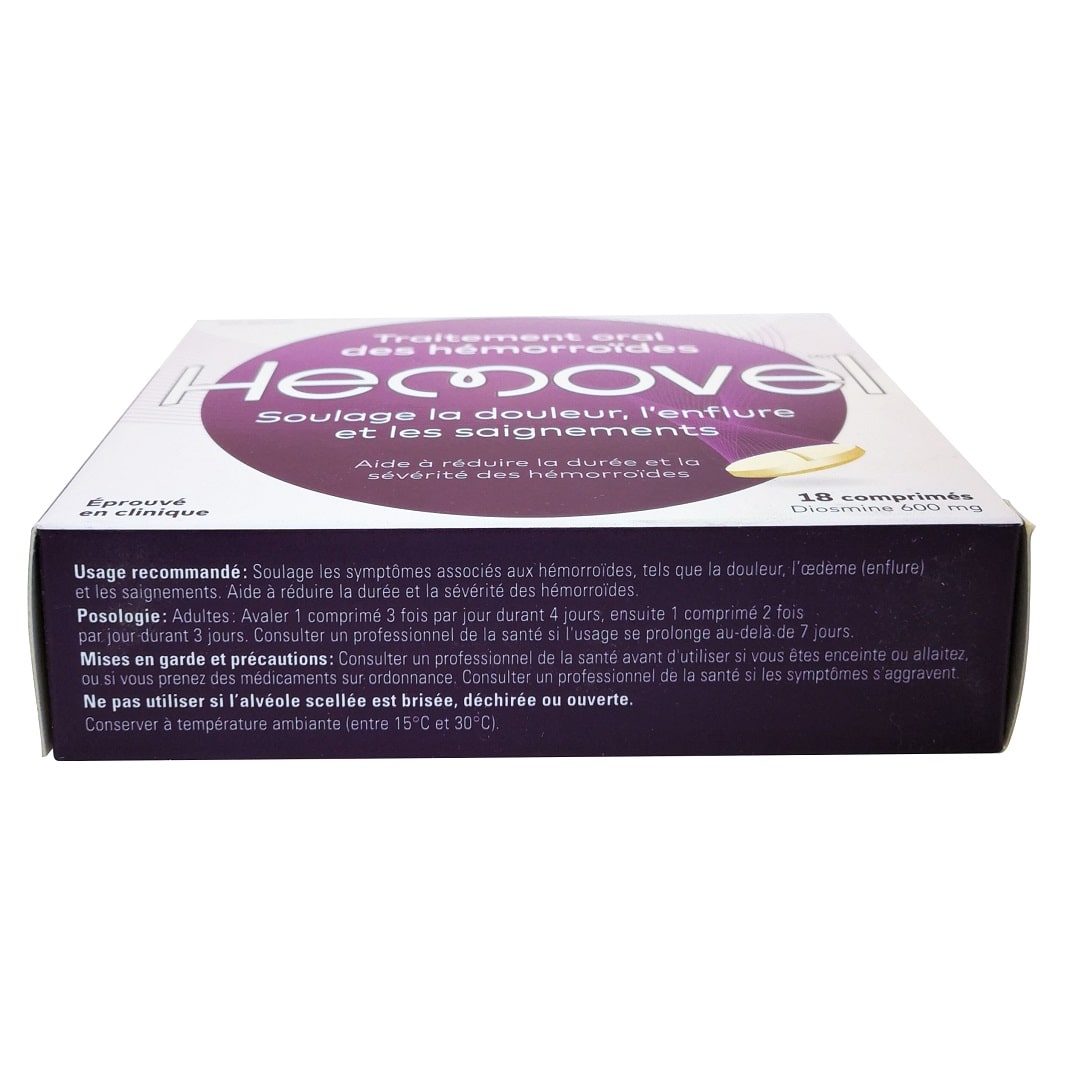 Use, dosage, cautions for Hemovel Oral Treatment for Hemorrhoids (18 tablets) in French