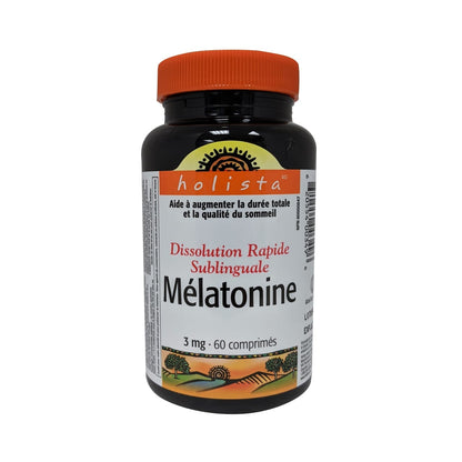 Product label for Holista Melatonin 3mg in French