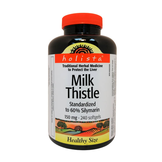 Product label for Holista Milk Thistle 150mg in English
