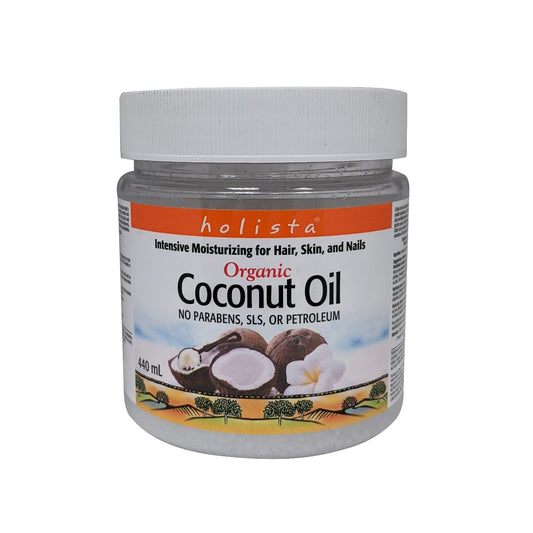 Product label for Holista Organic Coconut Oil Cream in English