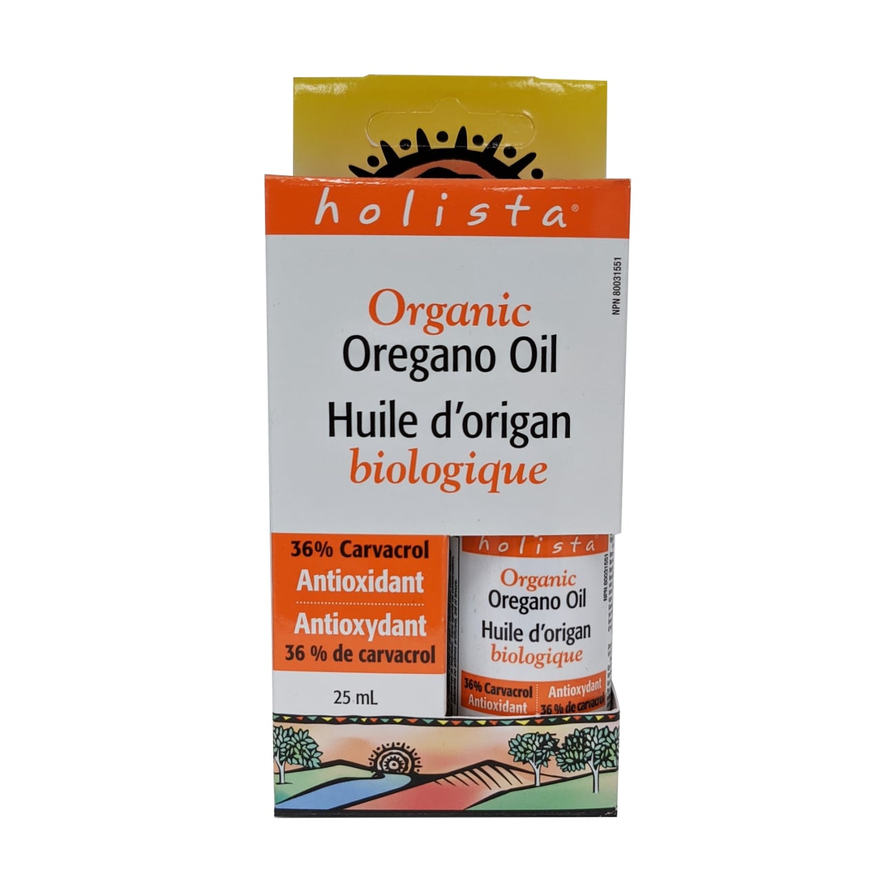 Product label for Holista Organic Oregano Oil Liquid 