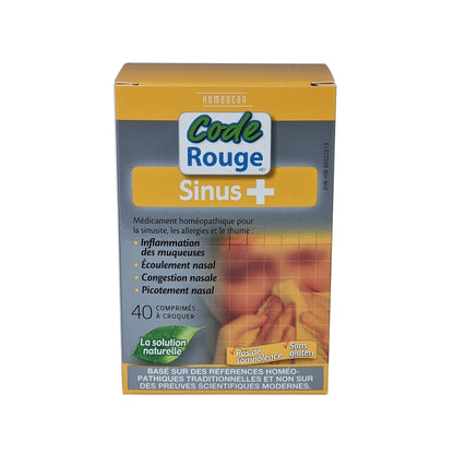 Product label for Homeocan Real Relief Sinus+ (40 chewables) in French