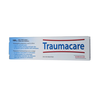 Product label for Homeocan Traumacare Pain Relief Cream 100g