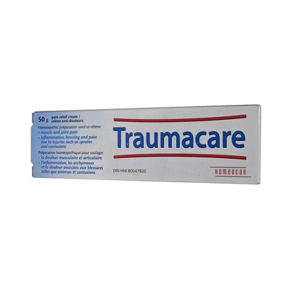 Product label for Homeocan Traumacare Pain Relief Cream 50g