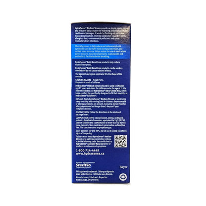 Description, dose, and composition for hydraSense Daily Nasal Care Medium Stream (100 mL) in English