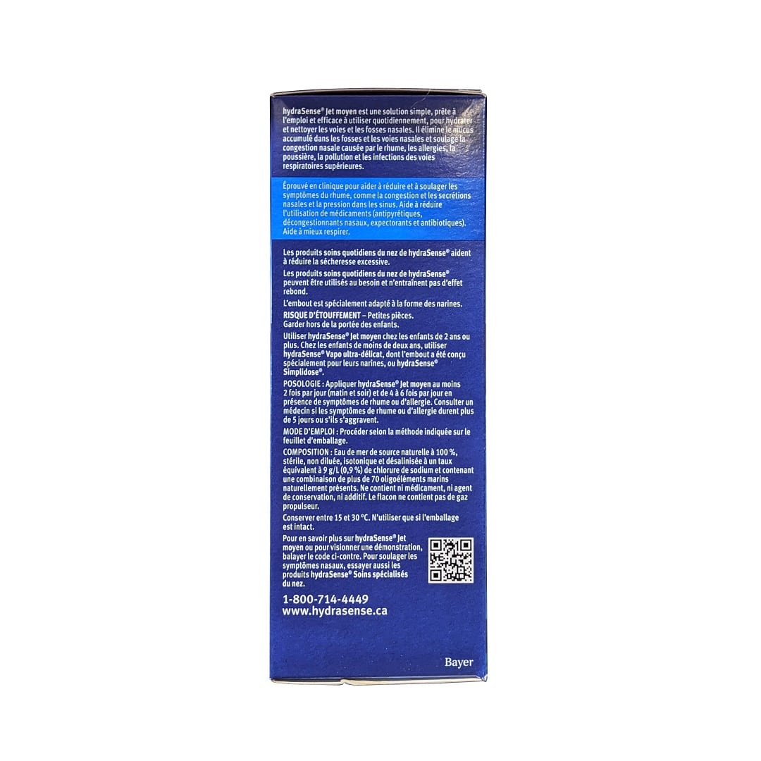 Description, dose, and composition for hydraSense Daily Nasal Care Medium Stream (100 mL) in French