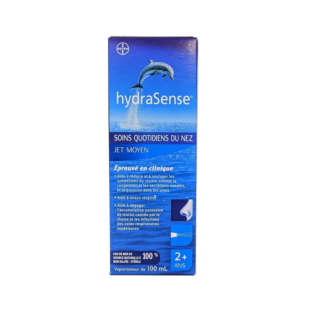 Product label for hydraSense Daily Nasal Care Medium Stream (100 mL) in French