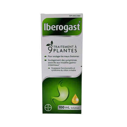 Product label for Iberogast 9 Herb Treatment (100 mL) in French