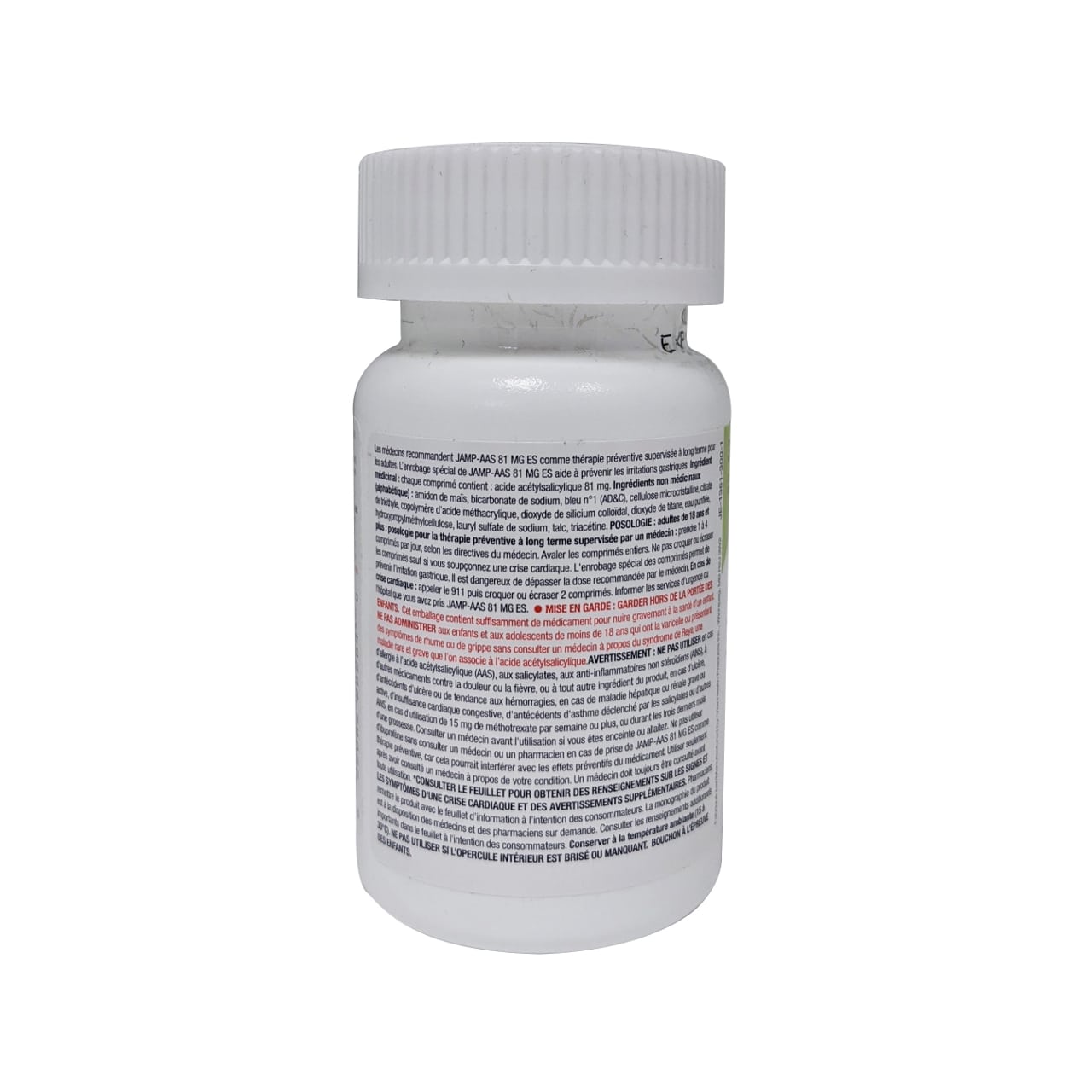 Product details, ingredients, dosage and warnings for JAMP Acetylsalicylic Acid 81mg Delayed Release Tablets in French