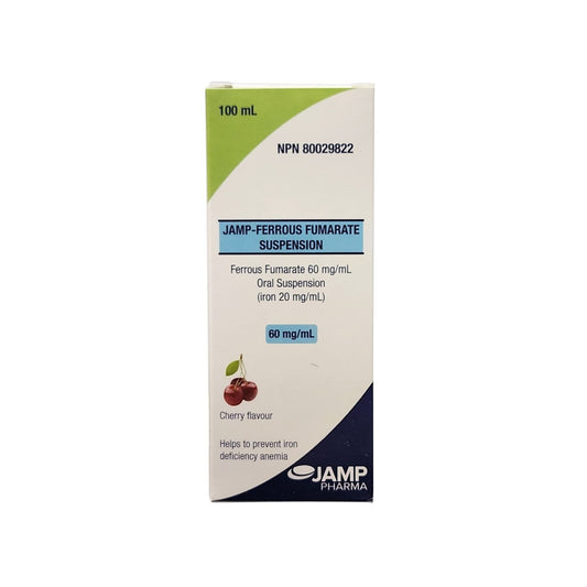Product label for JAMP Ferrous Fumarate Liquid 60 mg/mL (100 mL) in English