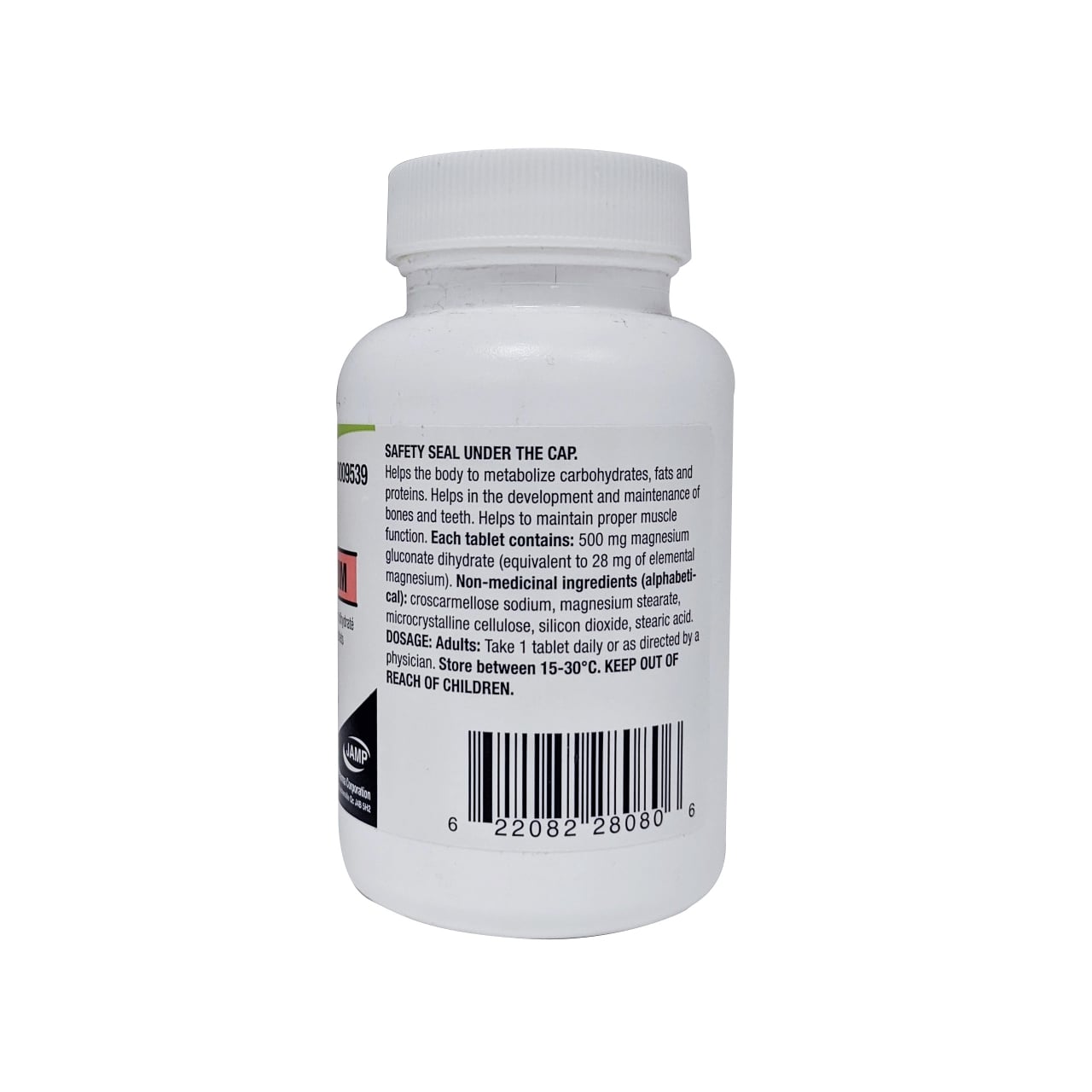Product details, ingredients, and dosage for JAMP Magnesium Gluconate 500mg in English