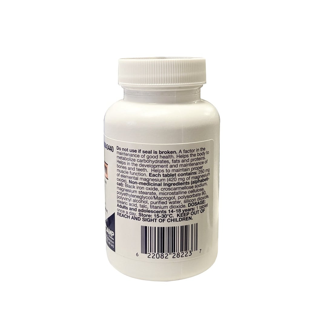 Description, ingredients, and dose for JAMP Magnesium Oxide 250 mg (100 tablets) in English