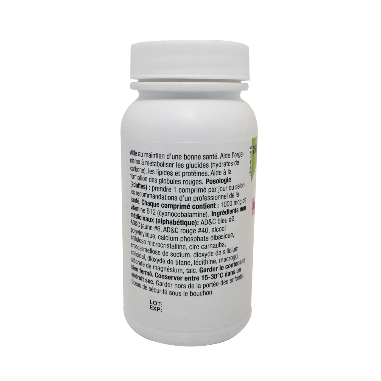 Product details, ingredients, and dosage for JAMP Vitamin B12 1000mcg in French