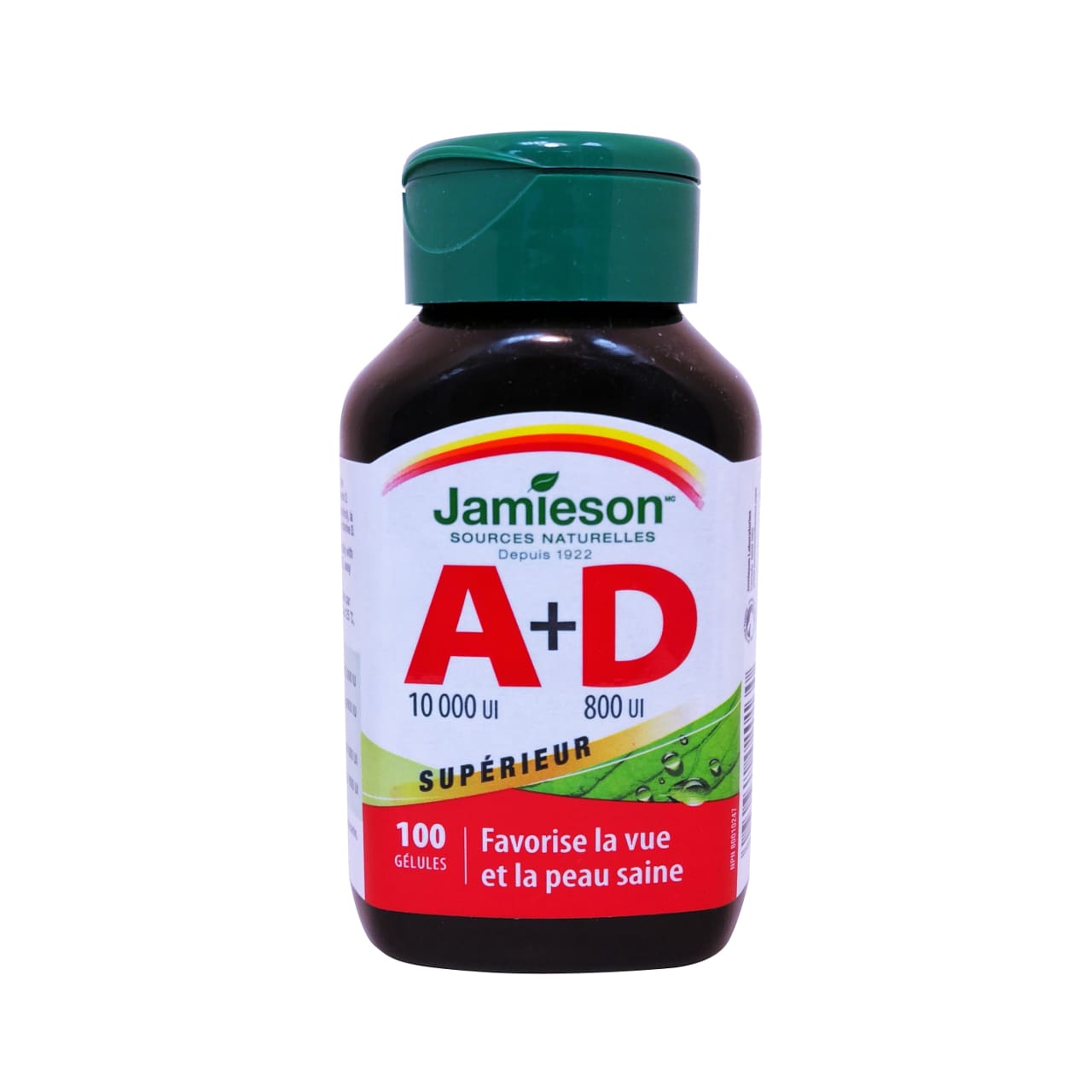 Product label for Jamieson Vitamin A (10,000 IU) & D (800 IU) in French