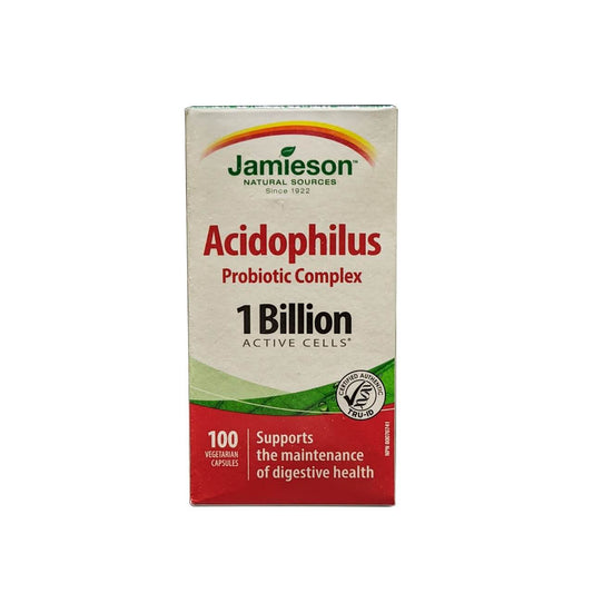 Product label for Jamieson Acidophilus Probiotic Complex 1 Billion (100 capsules) in English