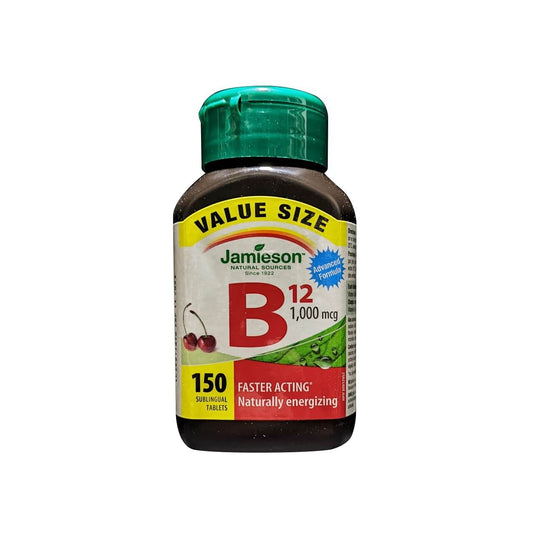 Product label for Jamieson B12 1000 mcg Fast Dissolving Value Size (150 tablets) in English