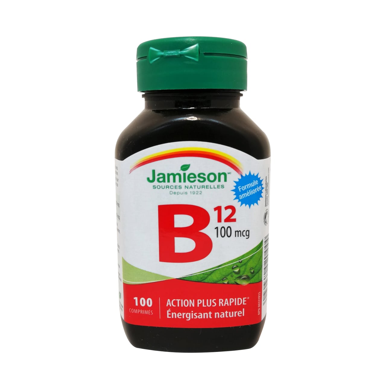 Product label for Jamieson B12 100mcg in French