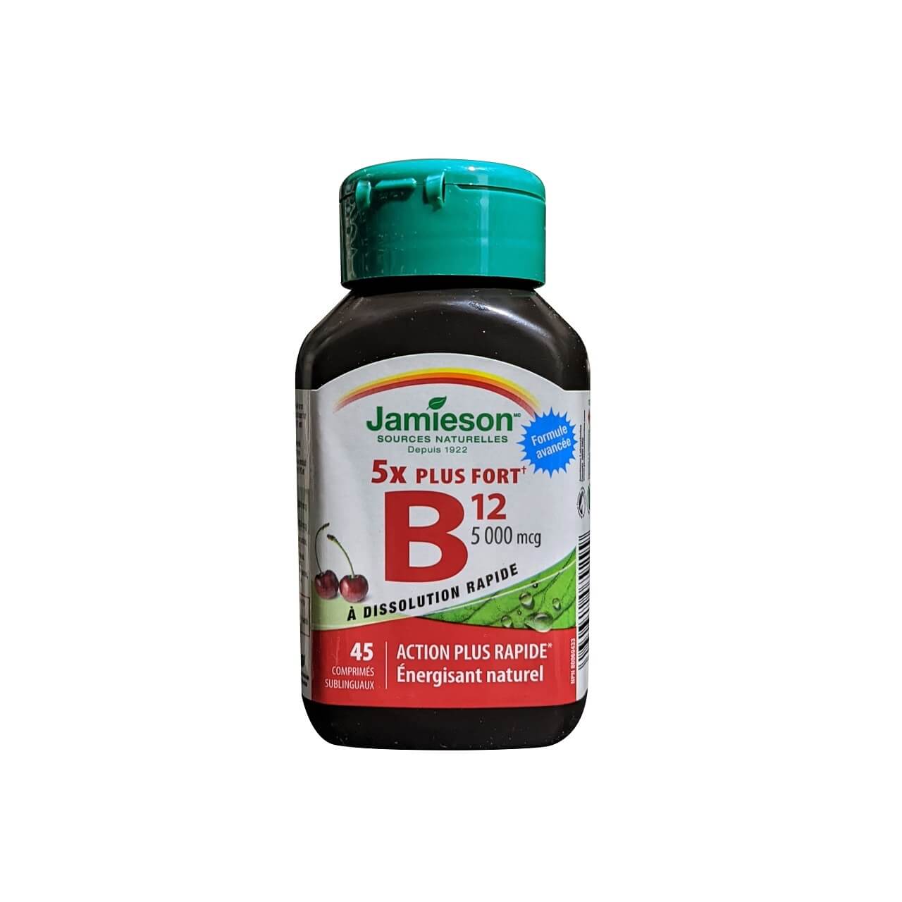 Product label for Jamieson B12 5000 mcg Fast Dissolving (45 tablets) in French
