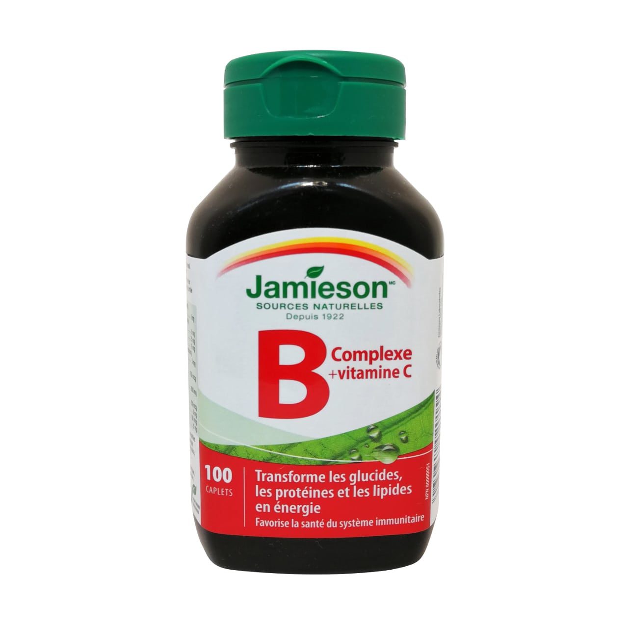 Product label for Jamieson B Complex + Vitamin C in French
