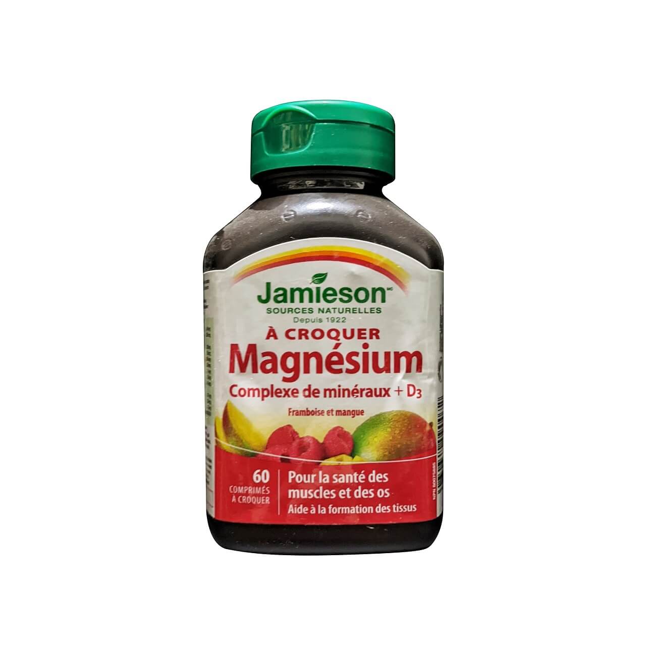 Jamieson Magnesium Mineral Complex + Vitamin D3 Chewables Raspberry Mango (60 chewables)