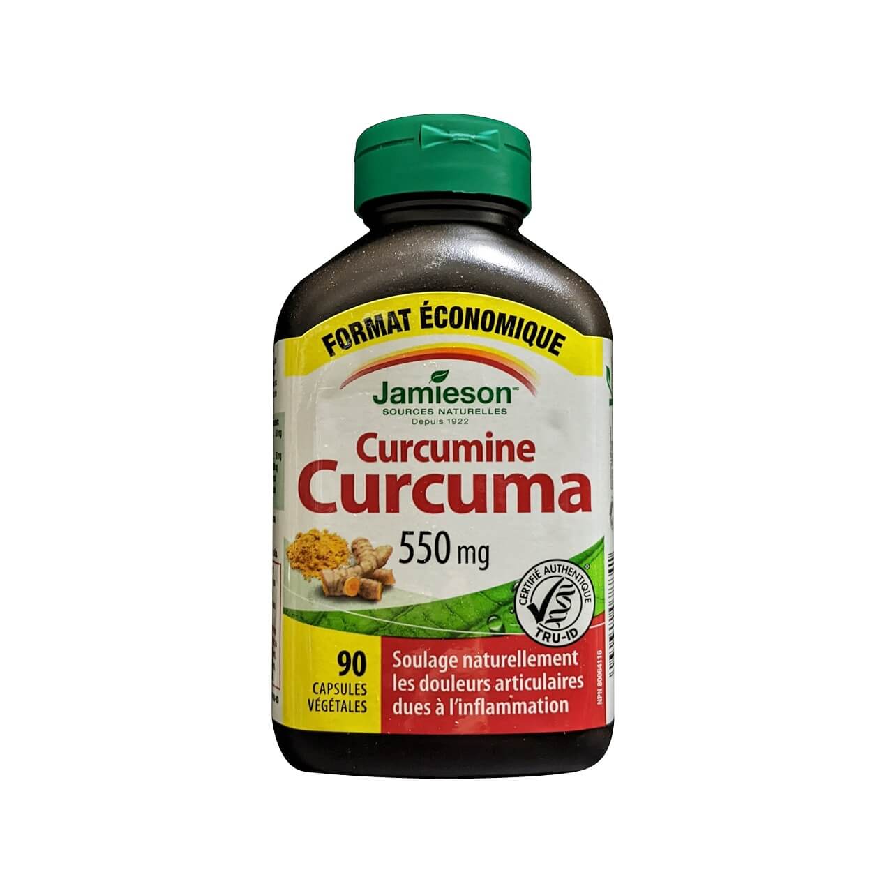Product label for Jamieson Curcumin Turmeric (90 capsules) in French