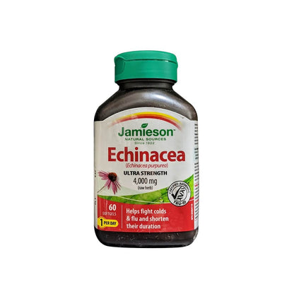 Product label for Jamieson Echinacea 4000 mg Ultra Strength (60 softgels) in English
