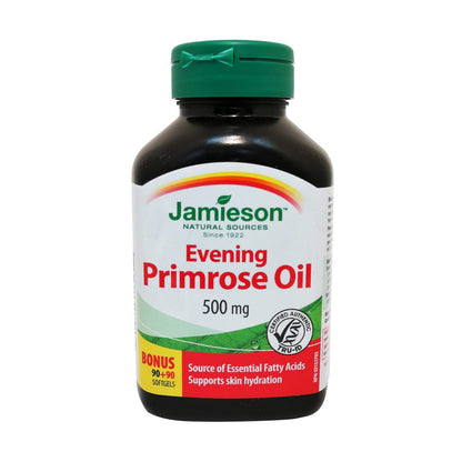 Product label for Jamieson Evening Primrose Oil 500mg  in English