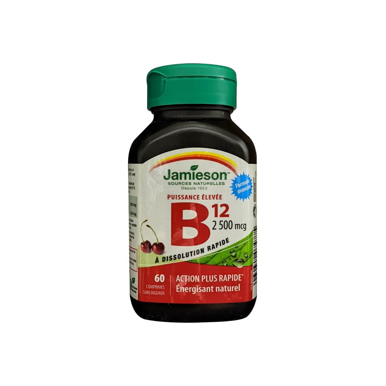Product label for Jamieson B12 2500 mcg High Potency Fast Dissolving (60 tablets) in French