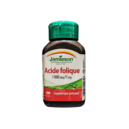 Product label for Jamieson Folic Acid 1 mg (100 tablets) in French