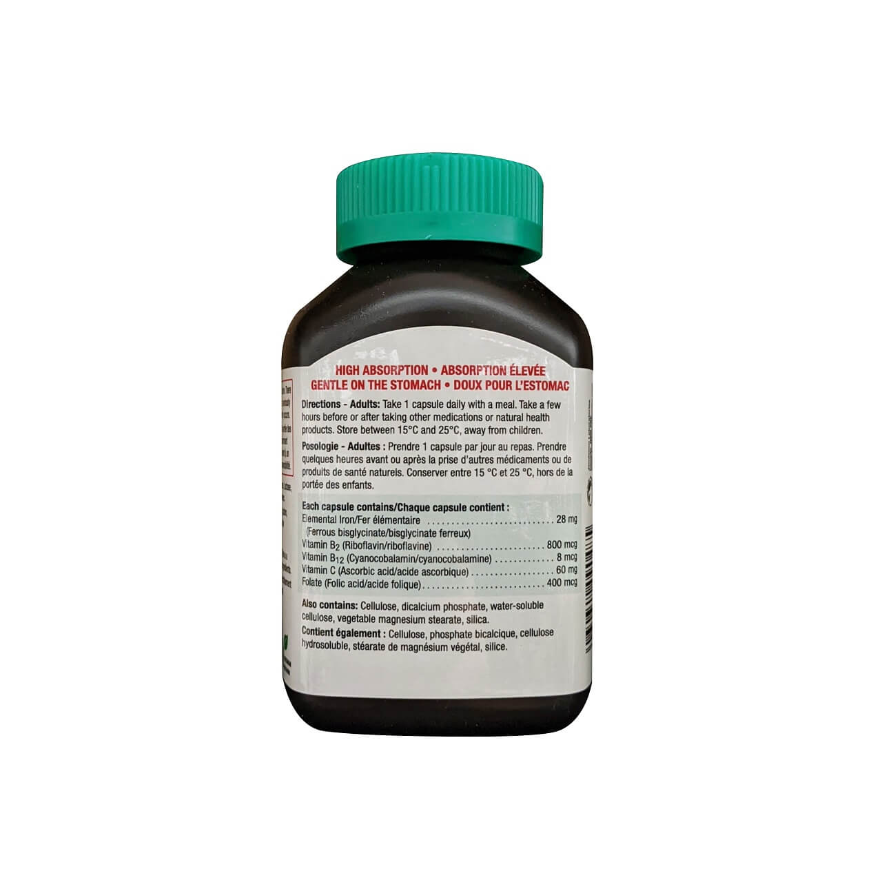 Ingredients for Jamieson Gentle Iron 28 mg (90 capsules)