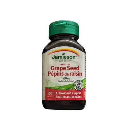 Product label for Jamieson Grape Seed 1500 mg (60 caplets)