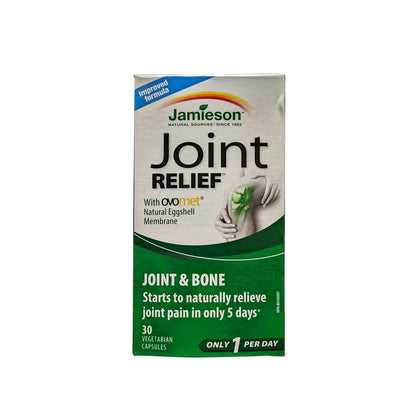 Product label for Jamieson Joint Relief Joint & Bone (30 capsules) in English