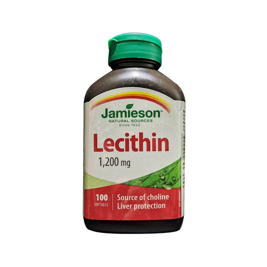Product label for Jamieson Lecithin 1200 mg (100 softgels) in English