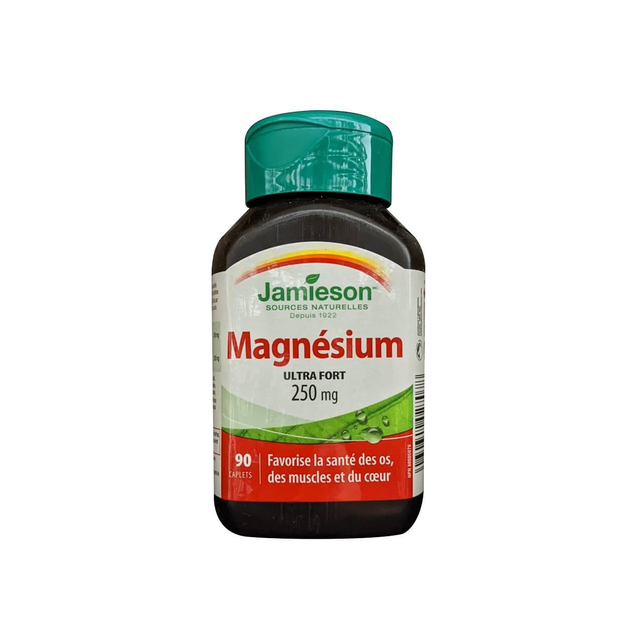 Product label for Jamieson Magnesium 250 mg Ultra Strength (90 caplets) in French