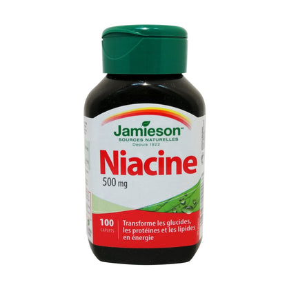 Product label for Jamieson Niacin 500mg in French