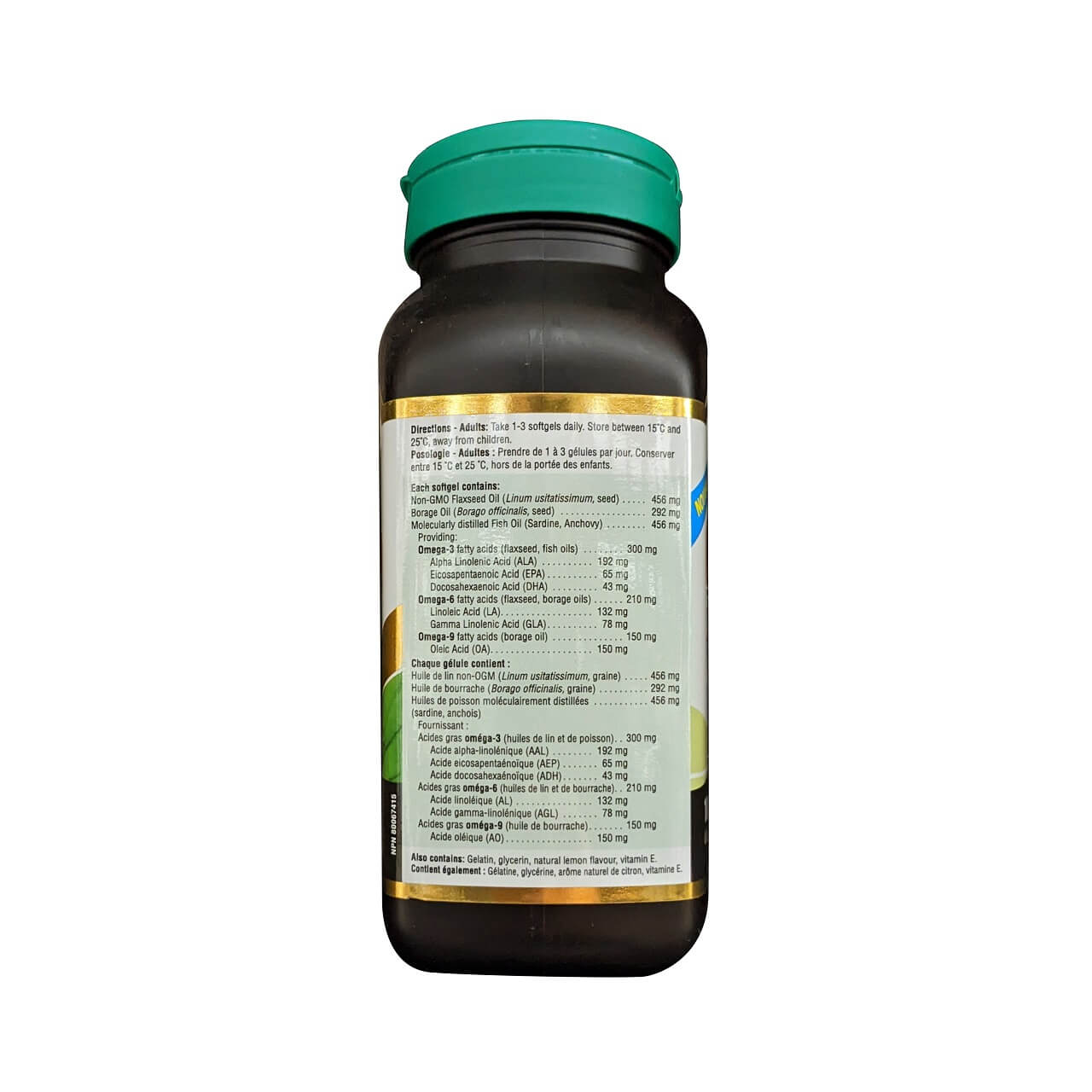Directions, ingredients for Jamieson Omega 3-6-9 1200 mg (180 softgels)
