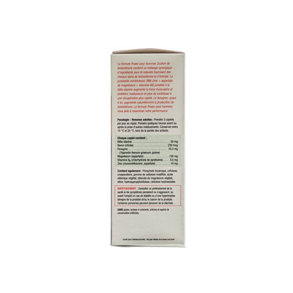 Description, Directions, Ingredients, Warnings for Jamieson Power for Men Testorone (60 caplets) in French