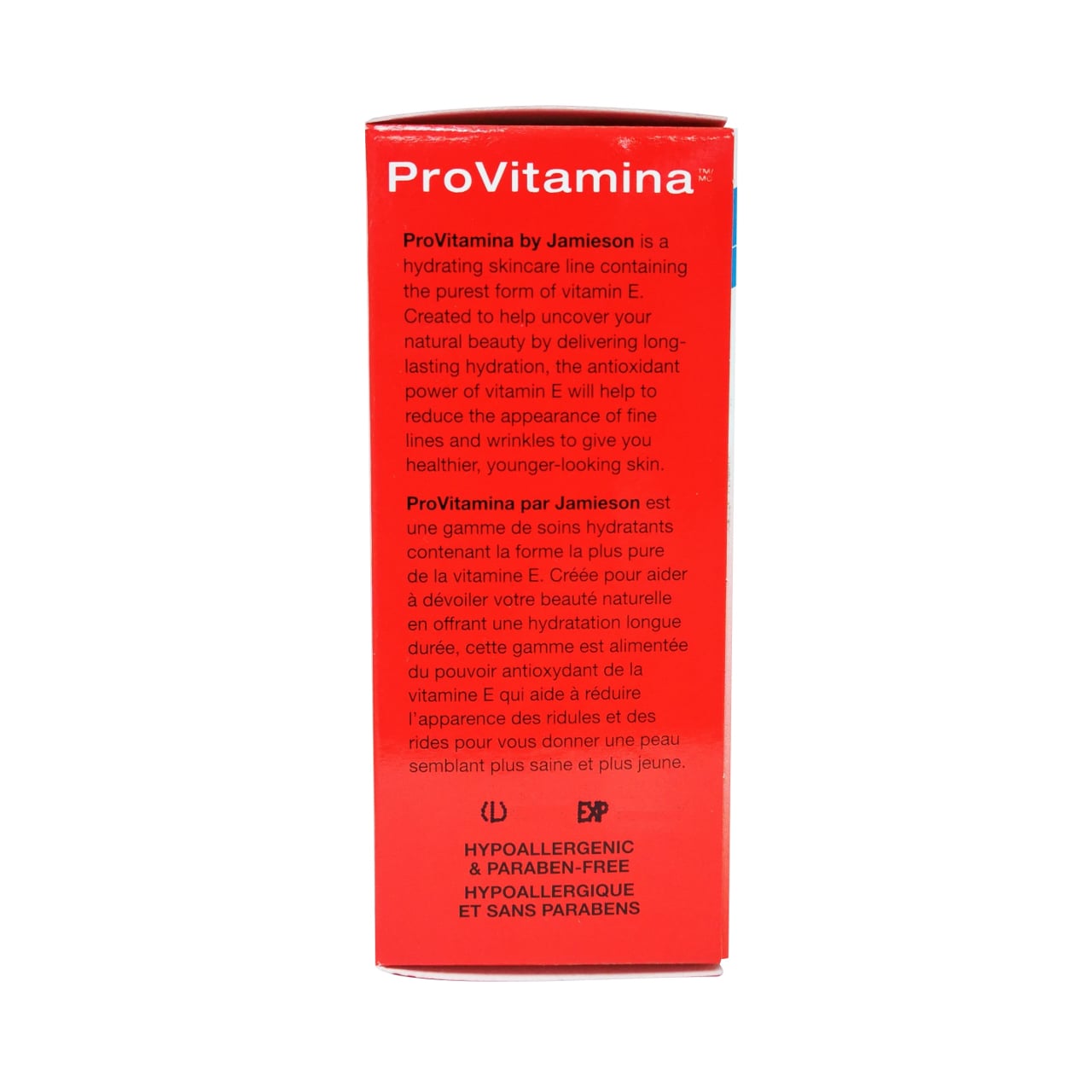 Product description for Jamieson ProVitamina Vitamin E Oil 100% Pure in French and English